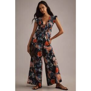 nwt by ANTHROPOLOGIE sz L The Peregrine Jumpsuit: Printed Eyelet Edition